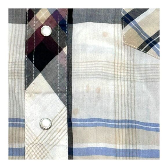 Wrangler Western Vintage Pearl Snap Plaid Shirt 2XL Short Sleeve Button Up - Picture 4 of 5